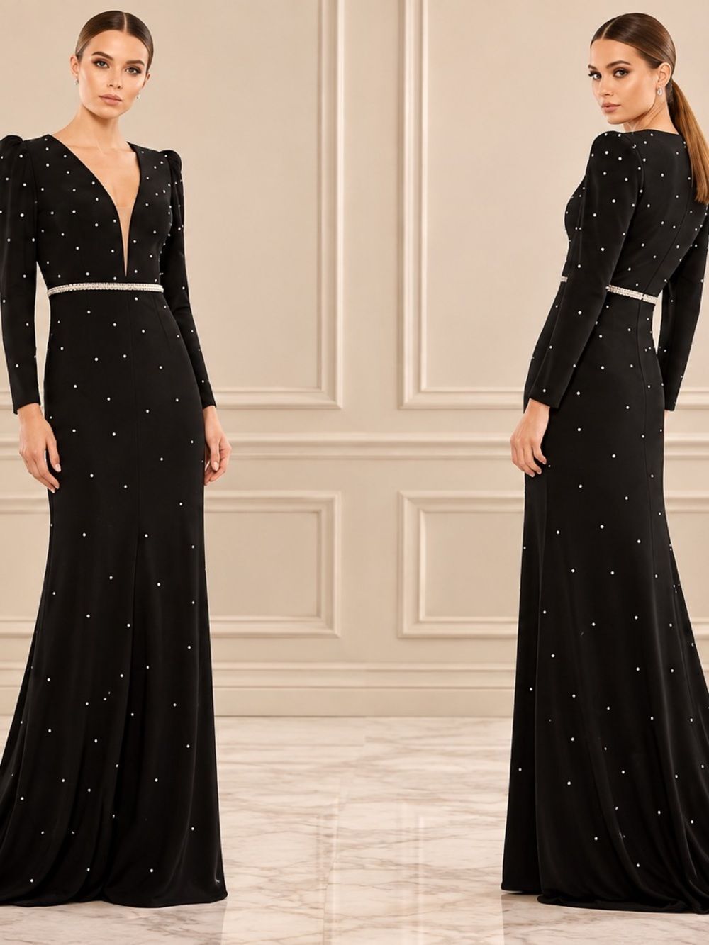 Mac Duggal 55797 jewel encrusted long sleeve gown size 16 NWT $598